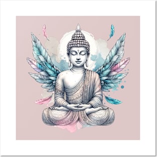 Buddha meditating, yoga meditation, lotus pose yoga Posters and Art